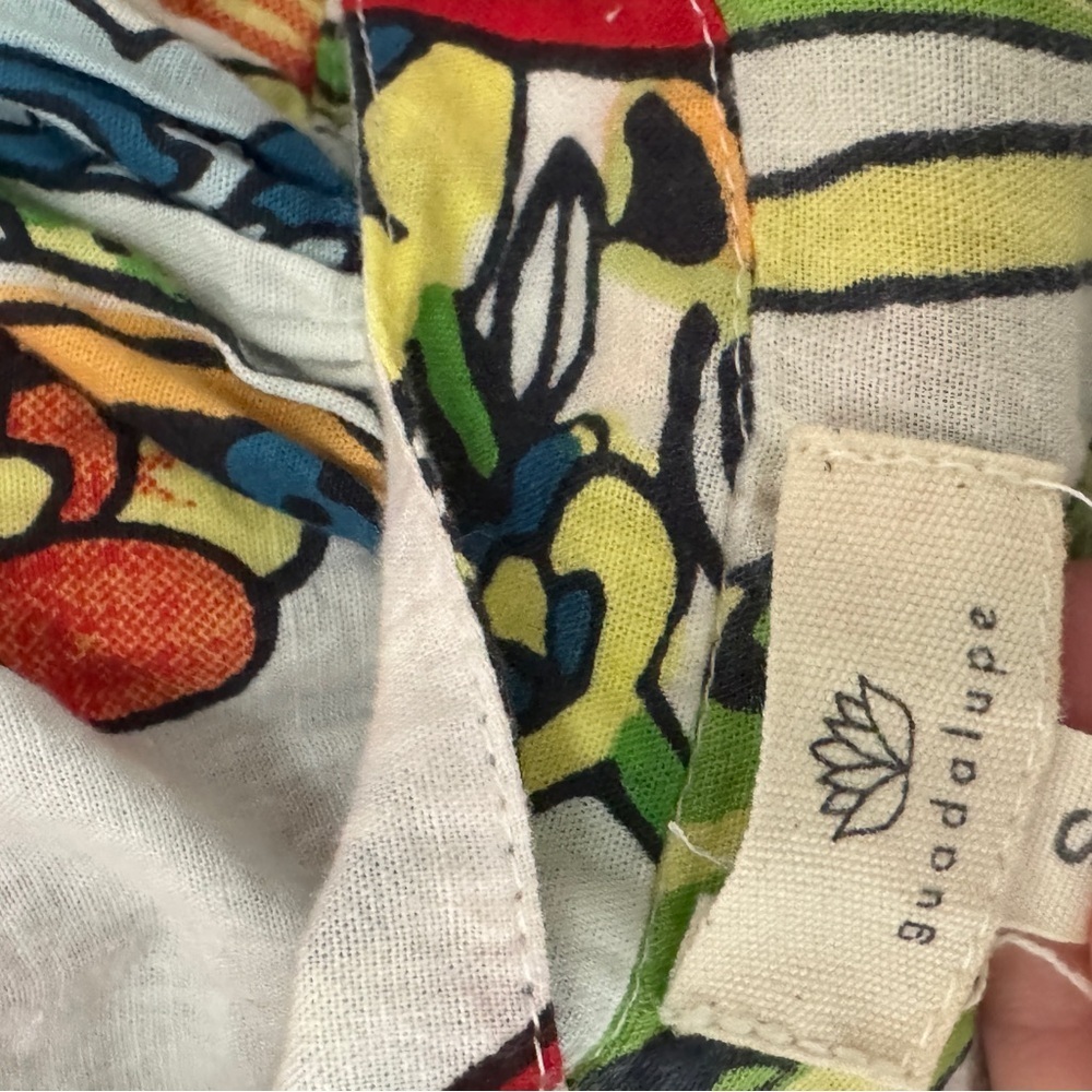 Tuckernuck Guadalupe Design  Cream Tiered Maxi Tibet Folklore Bird Print - Picture 5 of 7